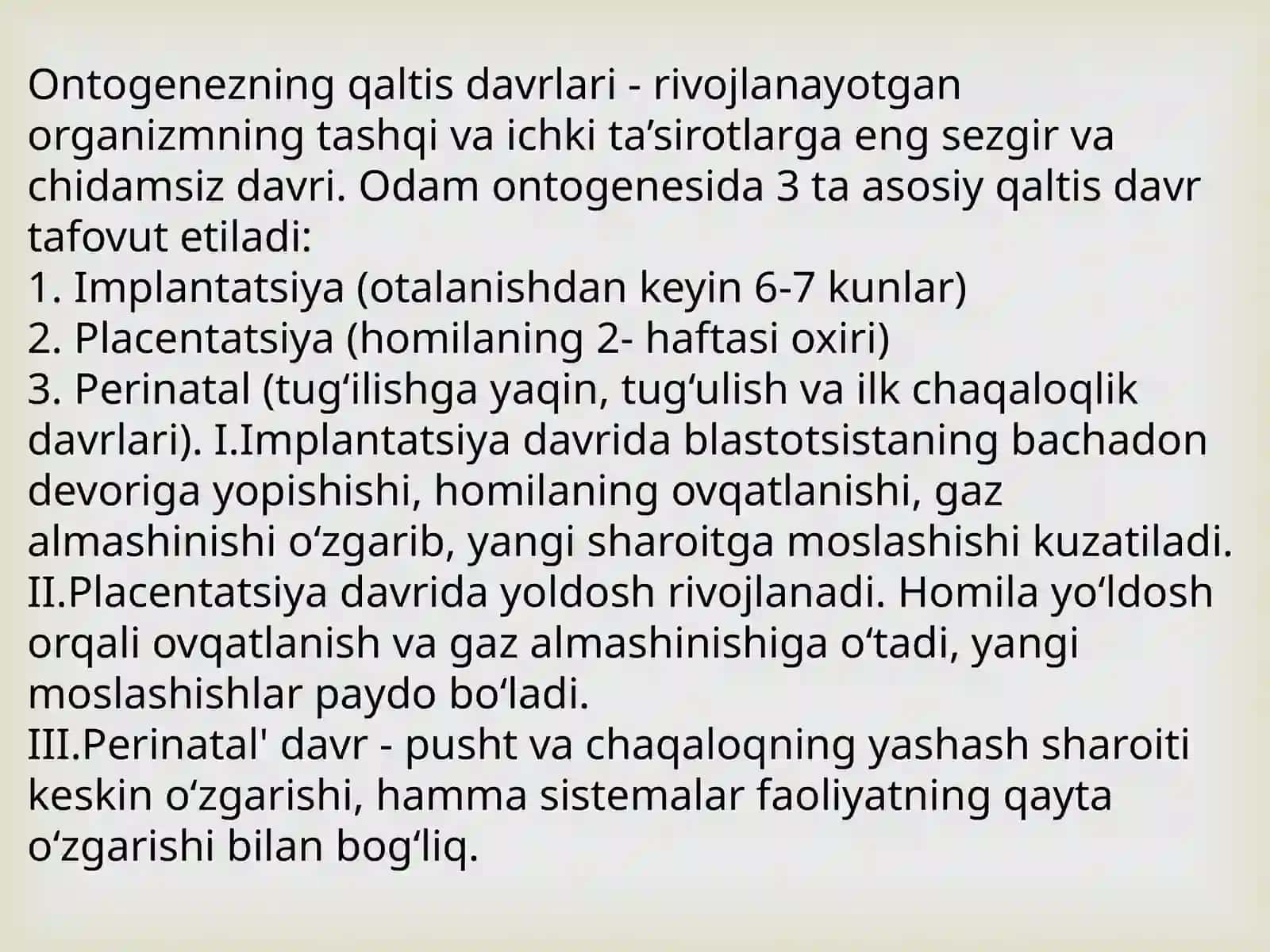 Odam embriogenezining qaltis davrlari 3