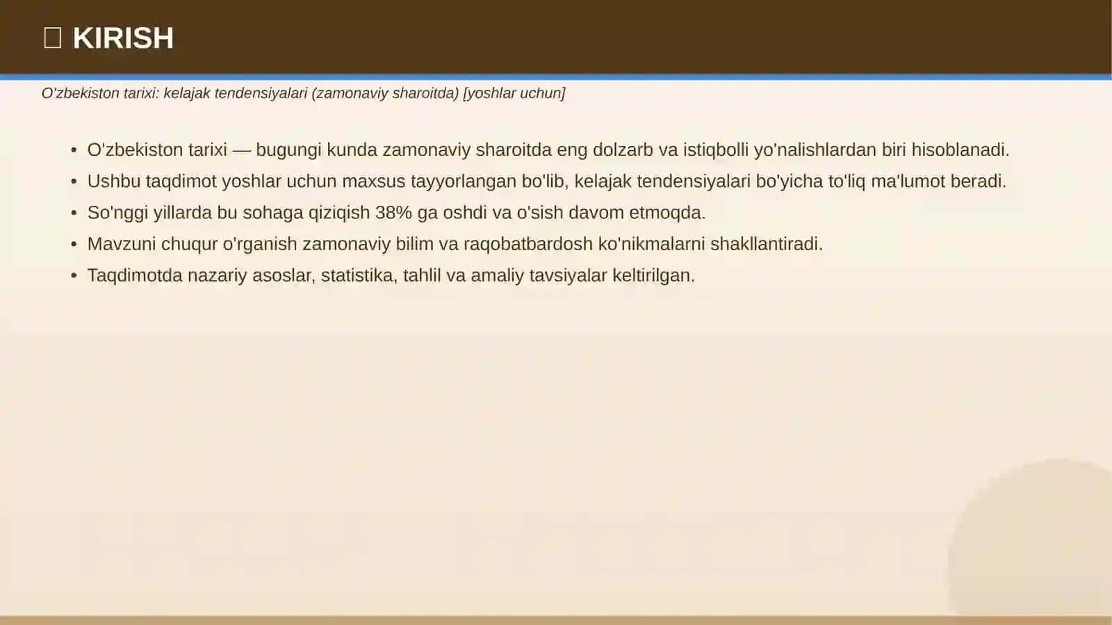 O'ZBEKISTON TARIXI Kelajak tendensiyalari 3