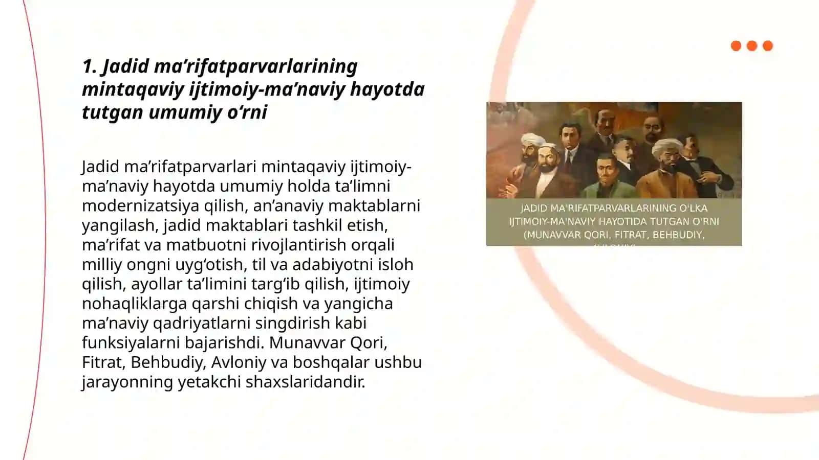Jadid ma’rifatparvarlarining mintaqaviy ijtimoiy-ma’naviy hayotda tutgan umumiy o‘rni 3