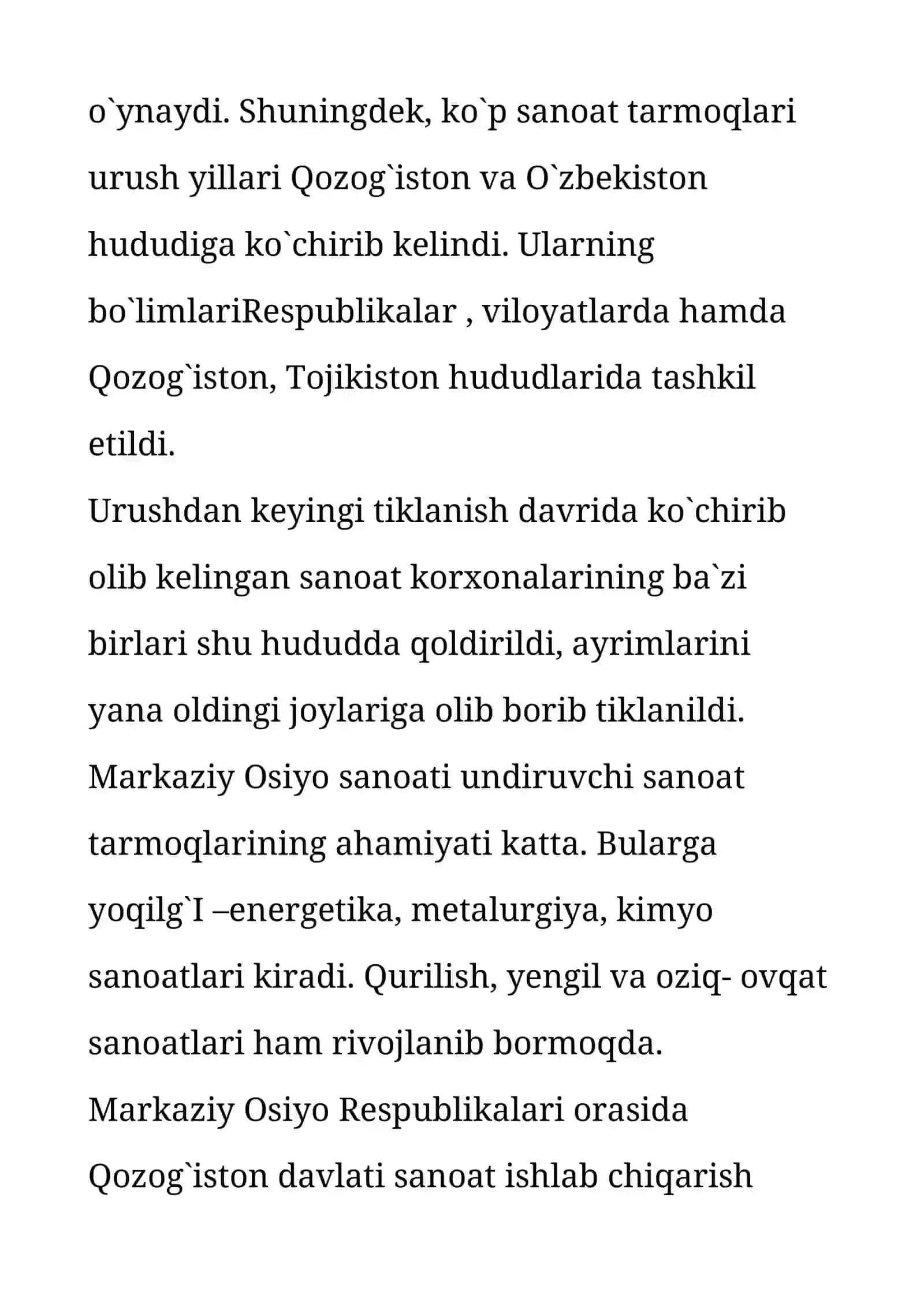 Markaziy Osiyoning sanoati 3