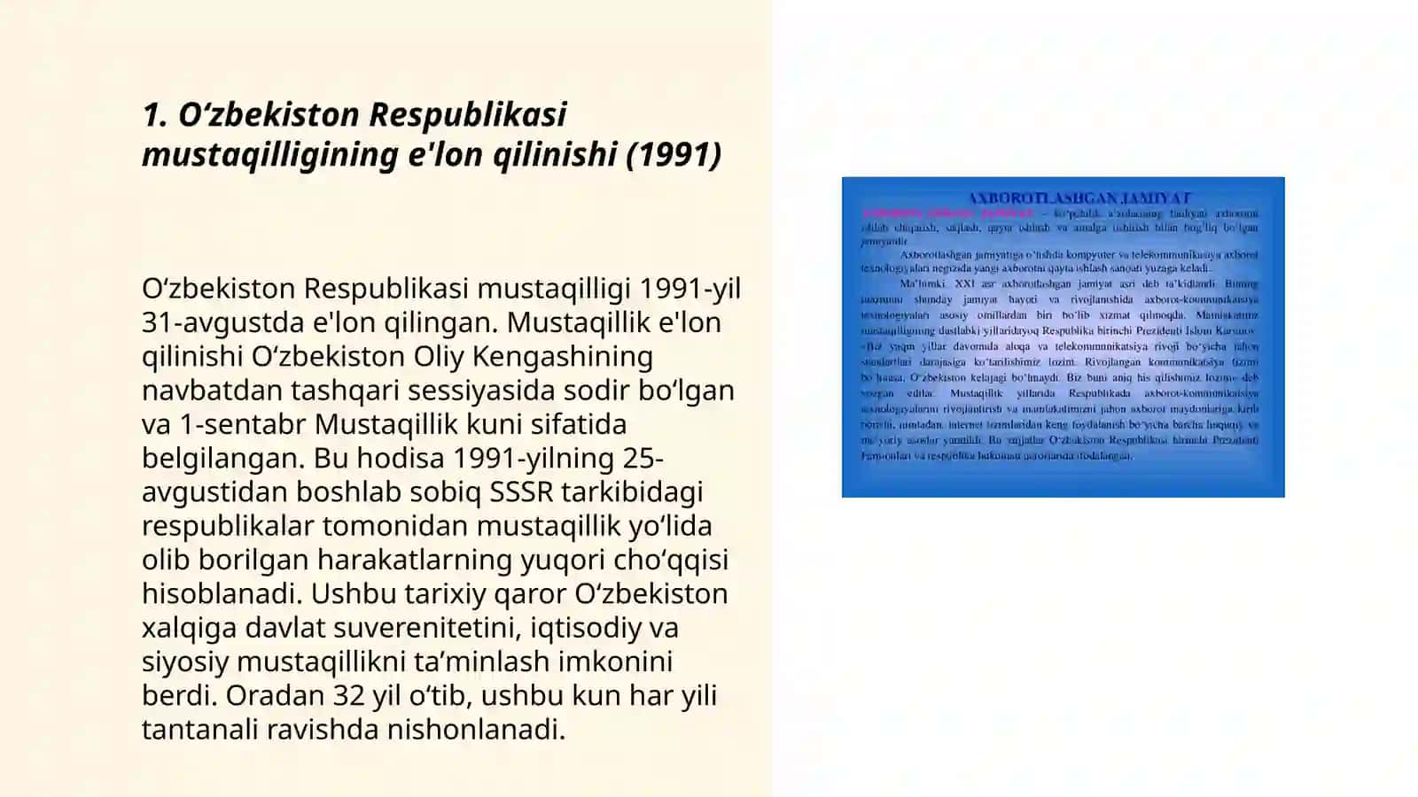 Mustaqil Oʻzbekiston Respublikasida yillarning nomlanishi va amalga oshirilgan islohotlar 3