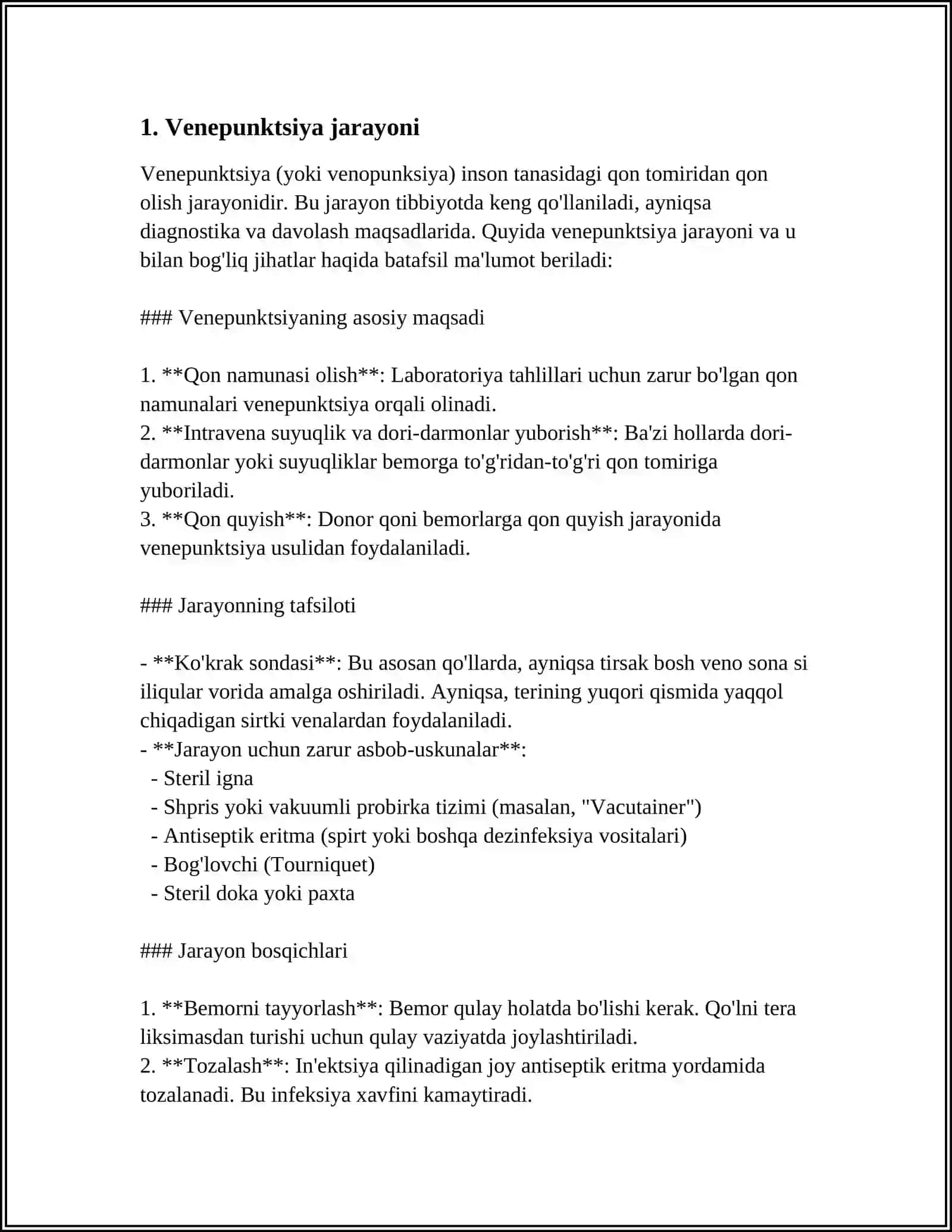 Venepunktsiya va veneseksiya 3