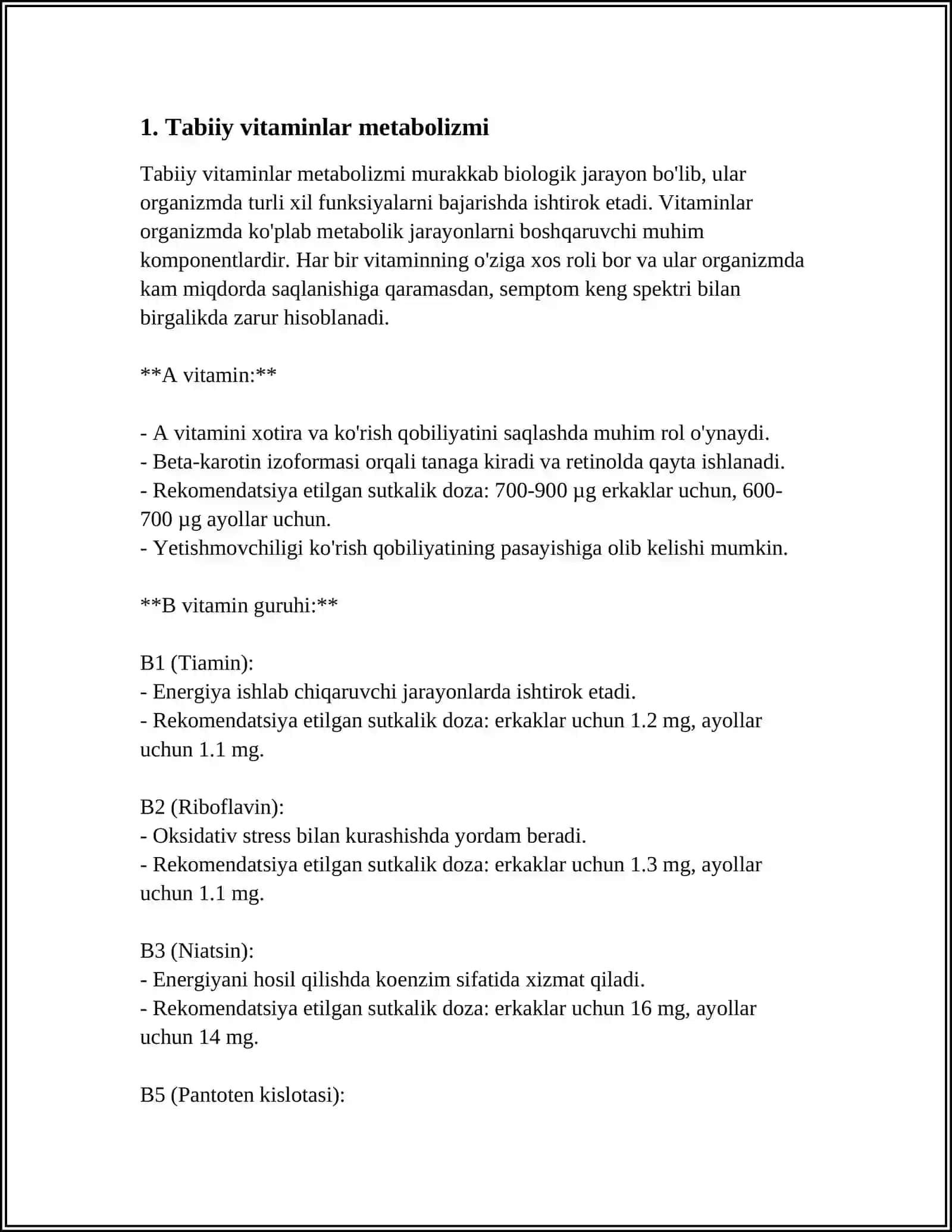 TABIIY VA SUNIY VITAMINLARNI METOBOLIZMI VA EKSKRETSIYALANISHI 3