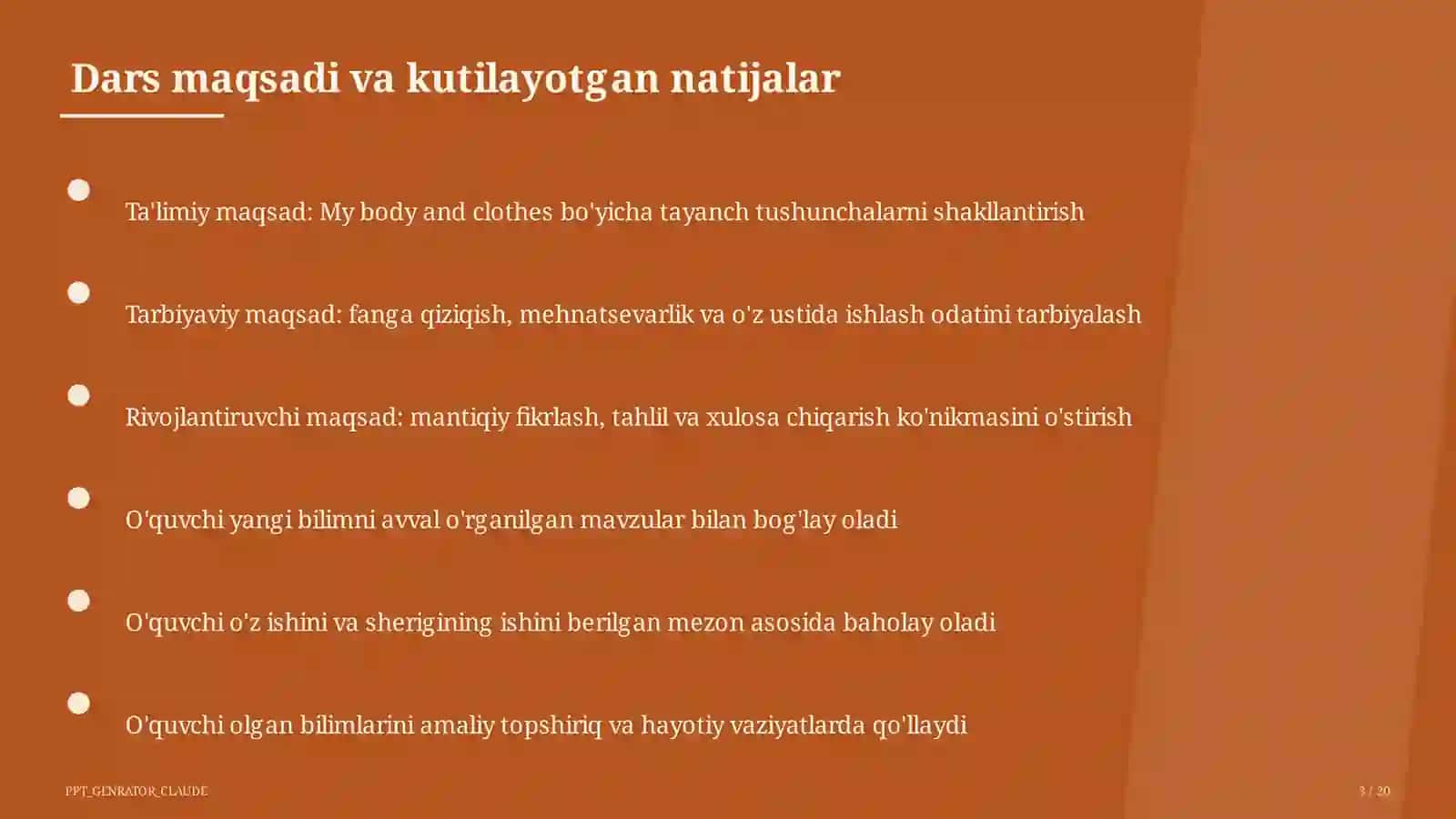 My body and clothes (3-sinf) 3