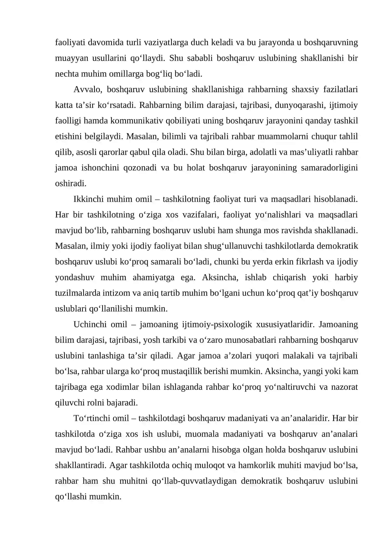 BOSHQARUV USLUBINING O'ZIGA XOS XUSUSIYATLARI 3