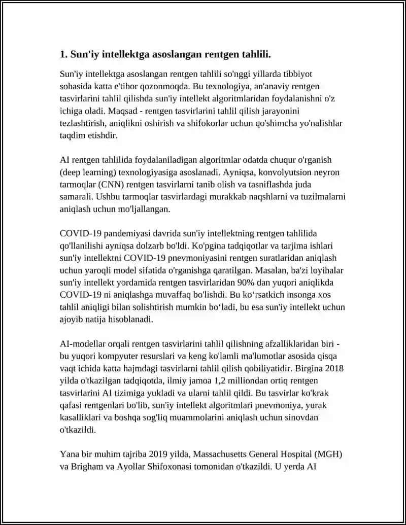 SUN'IY INTELEKT TEXNOLOGIYALARI ASOSIDA TIBBIYOTDA TURLI KASLIKLARNI DIAGNOSTIKA QILISH 3