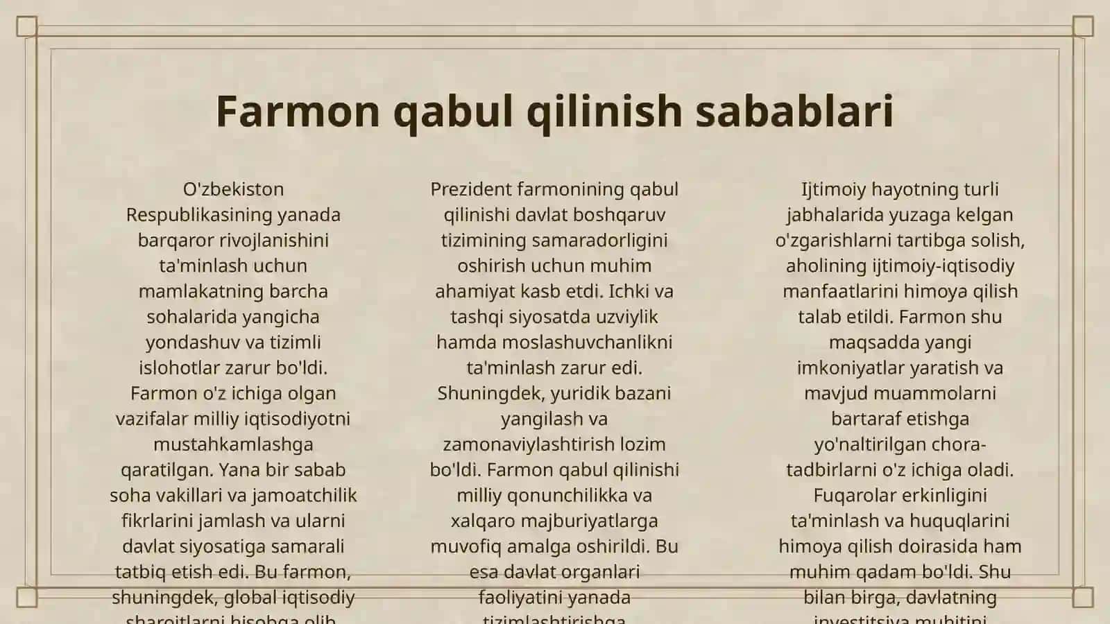 OʻZBEKISTON RESPUBLIKASI PREZIDENTINING 2026YIL 16FEVRAL FARMONI 3