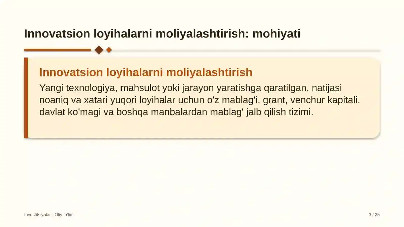 prodyuserlik markazlarida innovatsion loyihalarni moliyalashtirish 6437 3