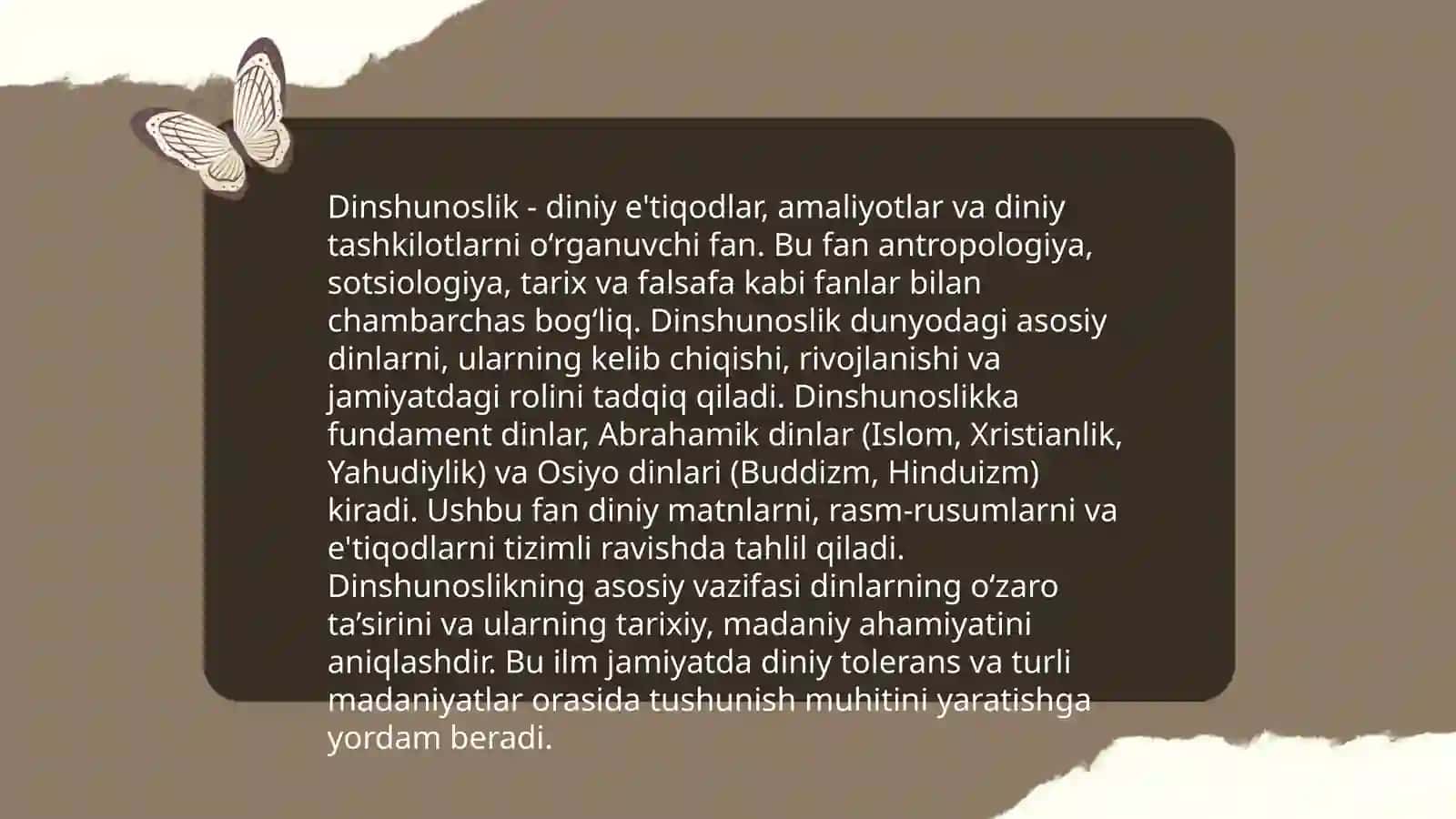 Dinshunoslik haqida 3