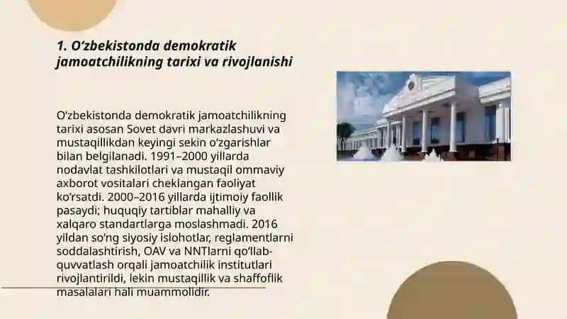 O'zbekistondagi demokratik jamoatchilikning muvaffaqiyatsizligi va amalga oshirayotgan siyosiy islohotlar 3