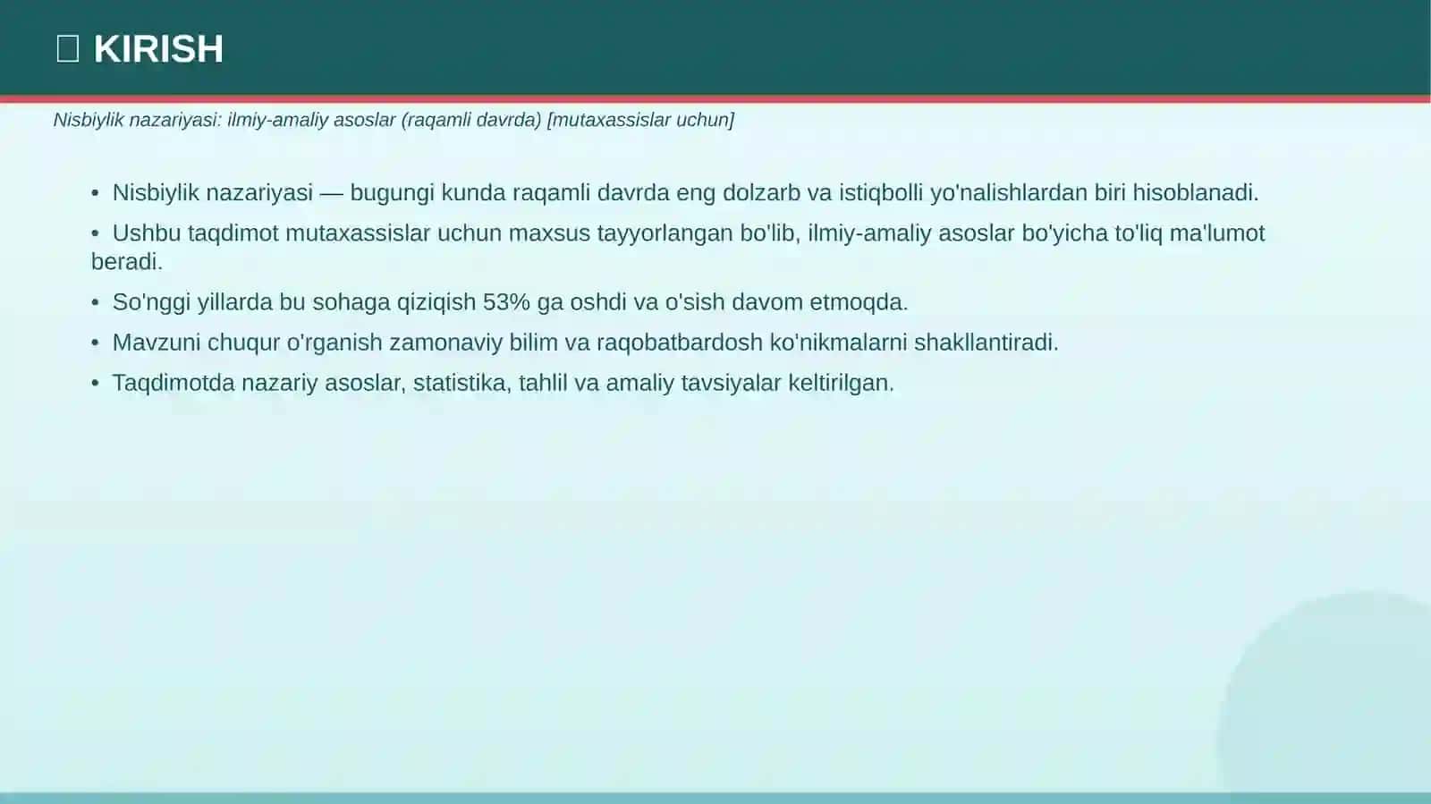 NISBIYLIK NAZARIYASI - MUTAXASSISLAR UCHUN 3
