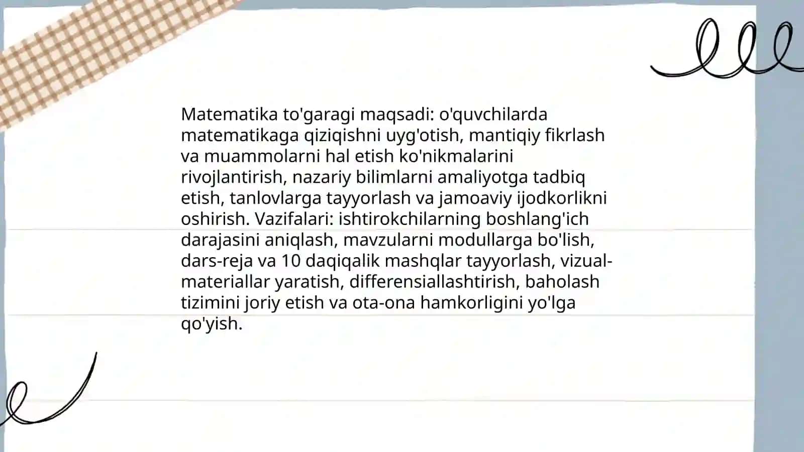 Matematika fanidan to'garak va matematik 10 minutliklar ularni tayyorlash va o'tkazish metodikasi 3