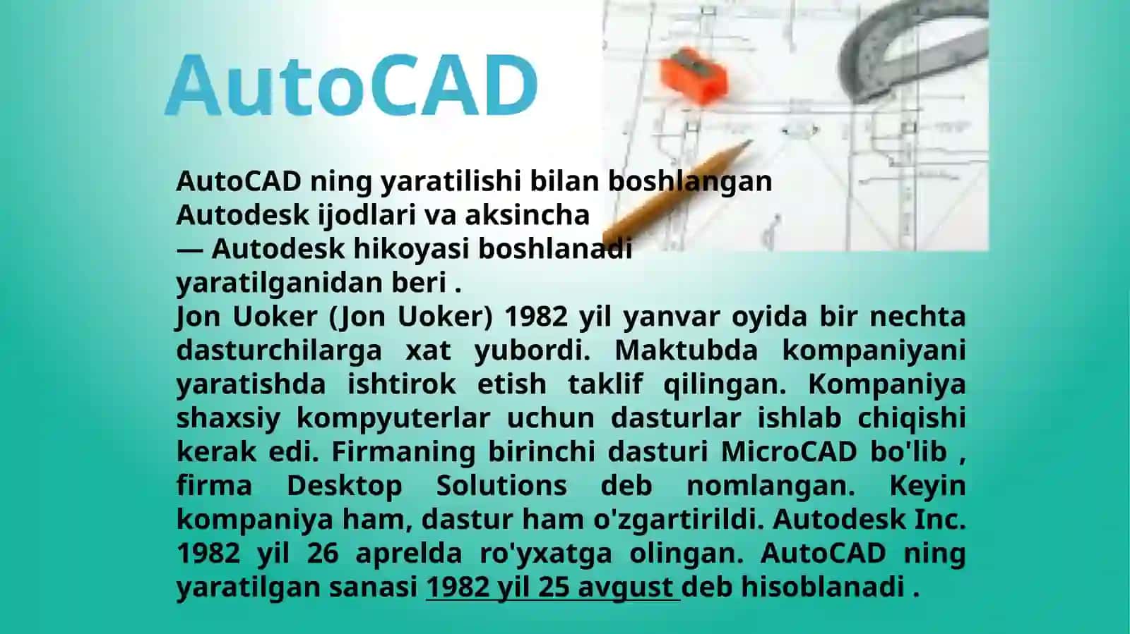 AutoCad 3D max dasturlari haqida malumot 3