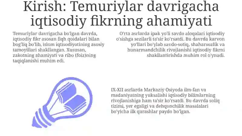 Ortaasirlardagi temuriylar davri gacha bo'lgan iqtisodiy qarashlar 3