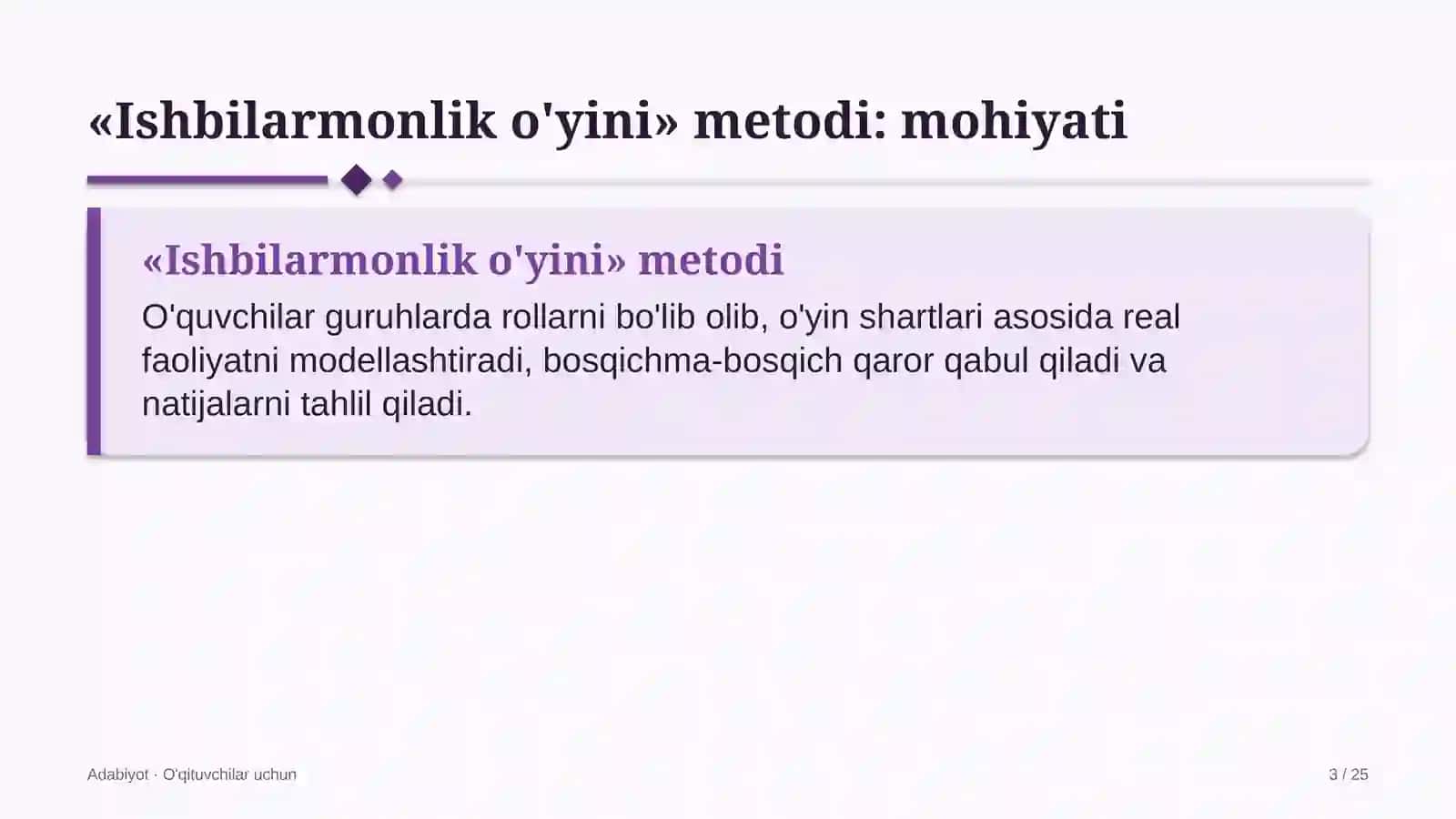 adabiyot darslarida ishbilarmonlik o'yini metodidan foydalanish 2840 3