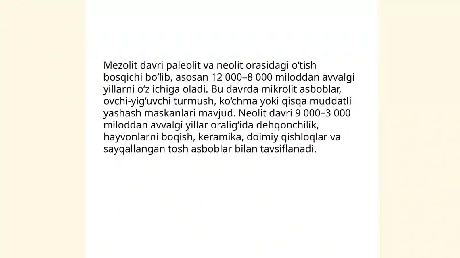 Mezolit va neolit davri arxeologik madaniyatlari 3