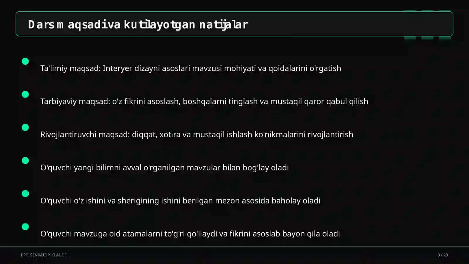 Interyer dizayni asoslari (8-sinf) 3