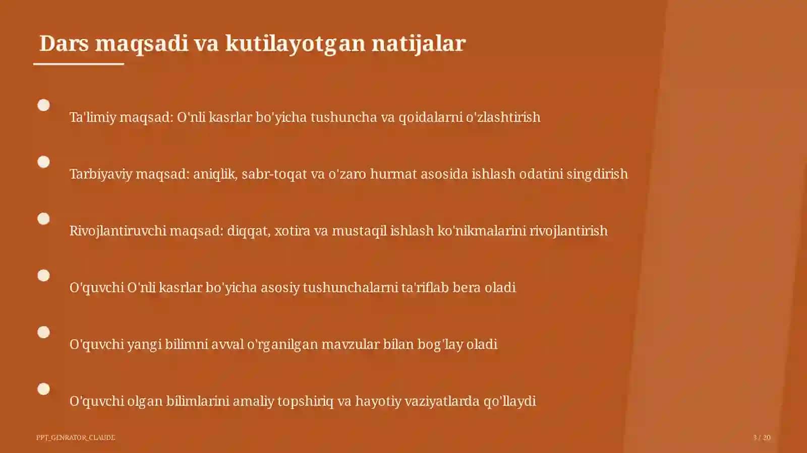 O'nli kasrlar (5-sinf) Matematika (5–6) 3