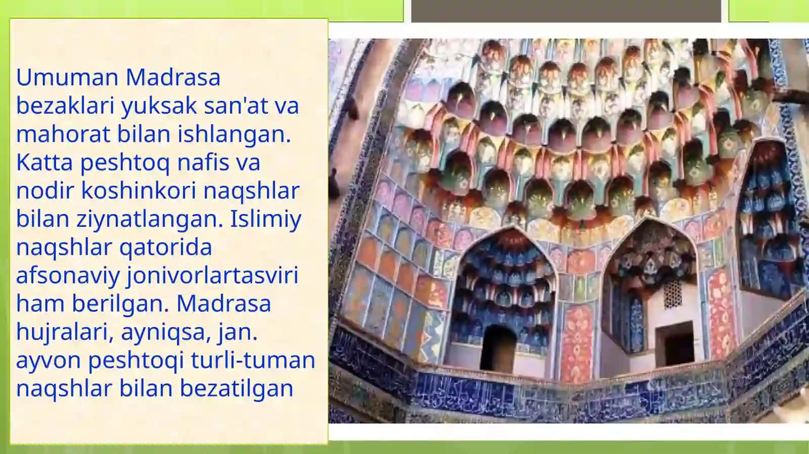 Abdulazizxon madrasasi. Taqdimoti 3