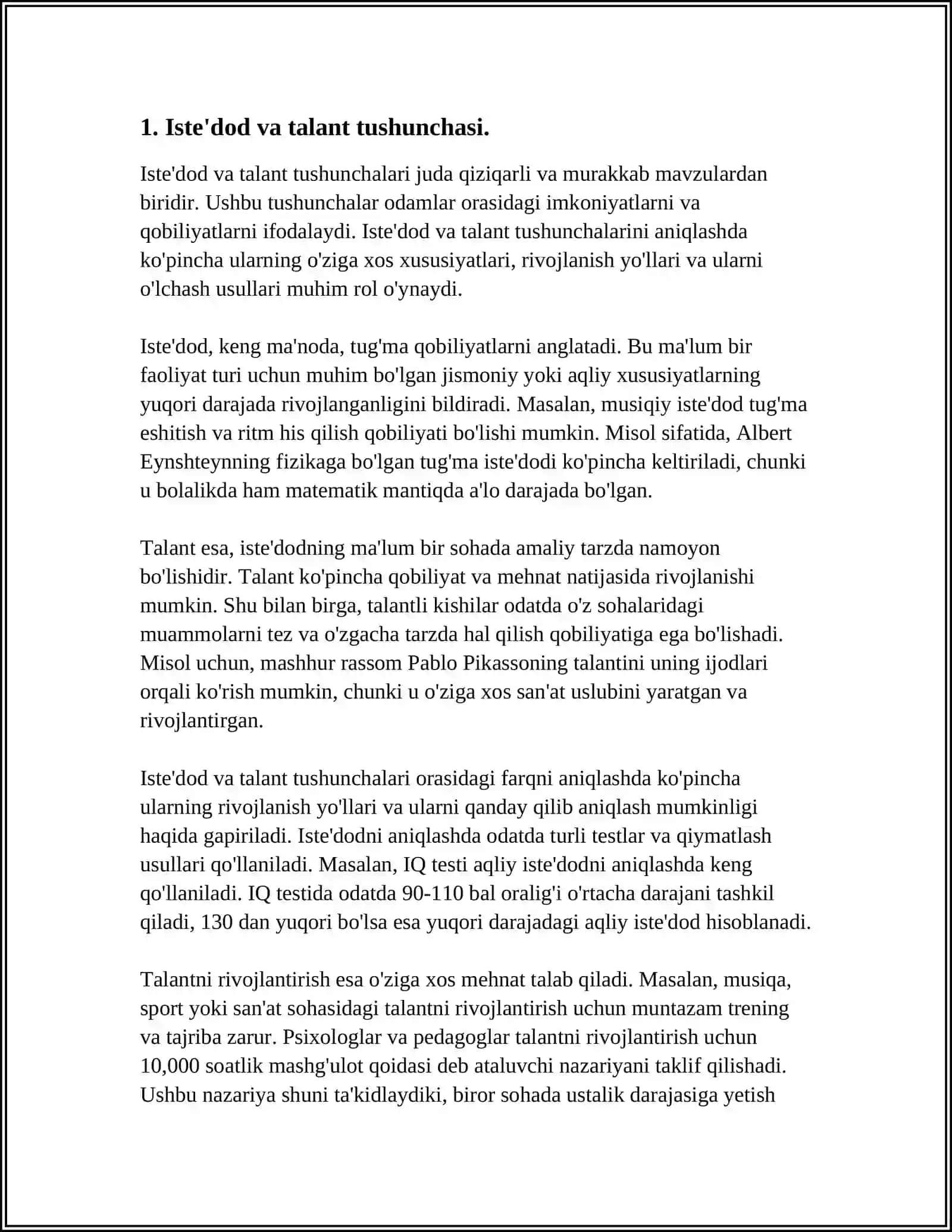 PSIXOLOGIYADA ISTEʼDOD VA TALANTNING OʻZIGA XOS XUSUSIYATLARI 3