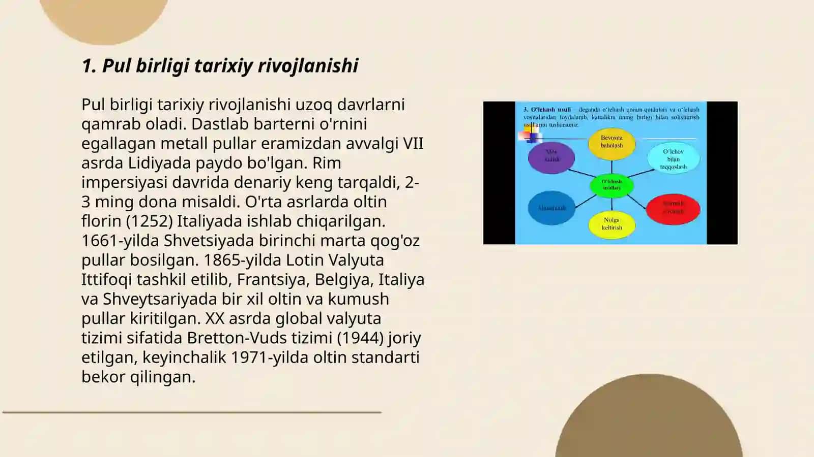 Pul birligi va inflyatsiya o'zgarishi 3