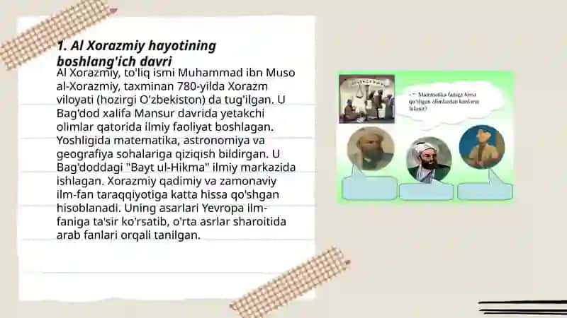 Al Xorazmiyning hayoti va ijodi matematikaga qo‘shgan hissasi 3