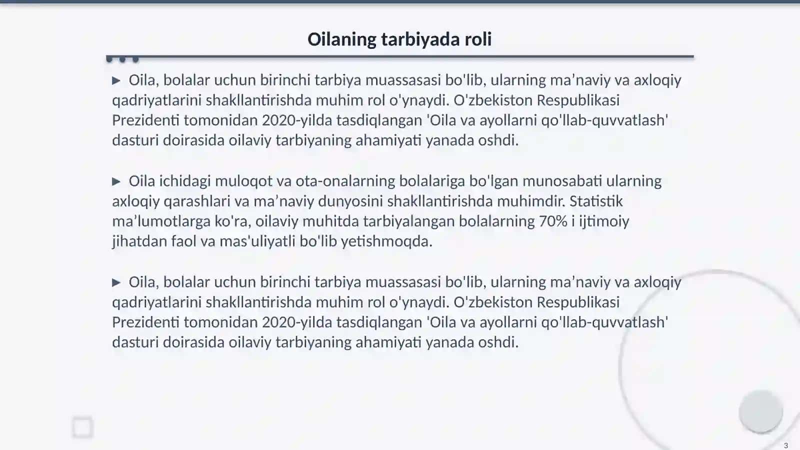 Oilava maktabgacha taʼlimda maʼnaviy va axloqiy tarbiya 3
