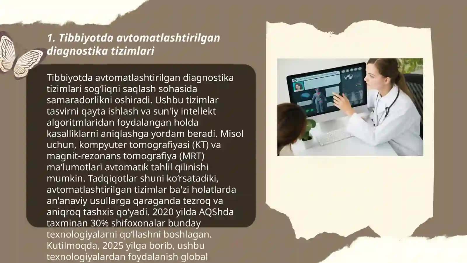 Tibbiyot ishchi o'rinlarining avtomatashtirish va tibbiyot masalalarini yechish axborot texnologiyalar 3