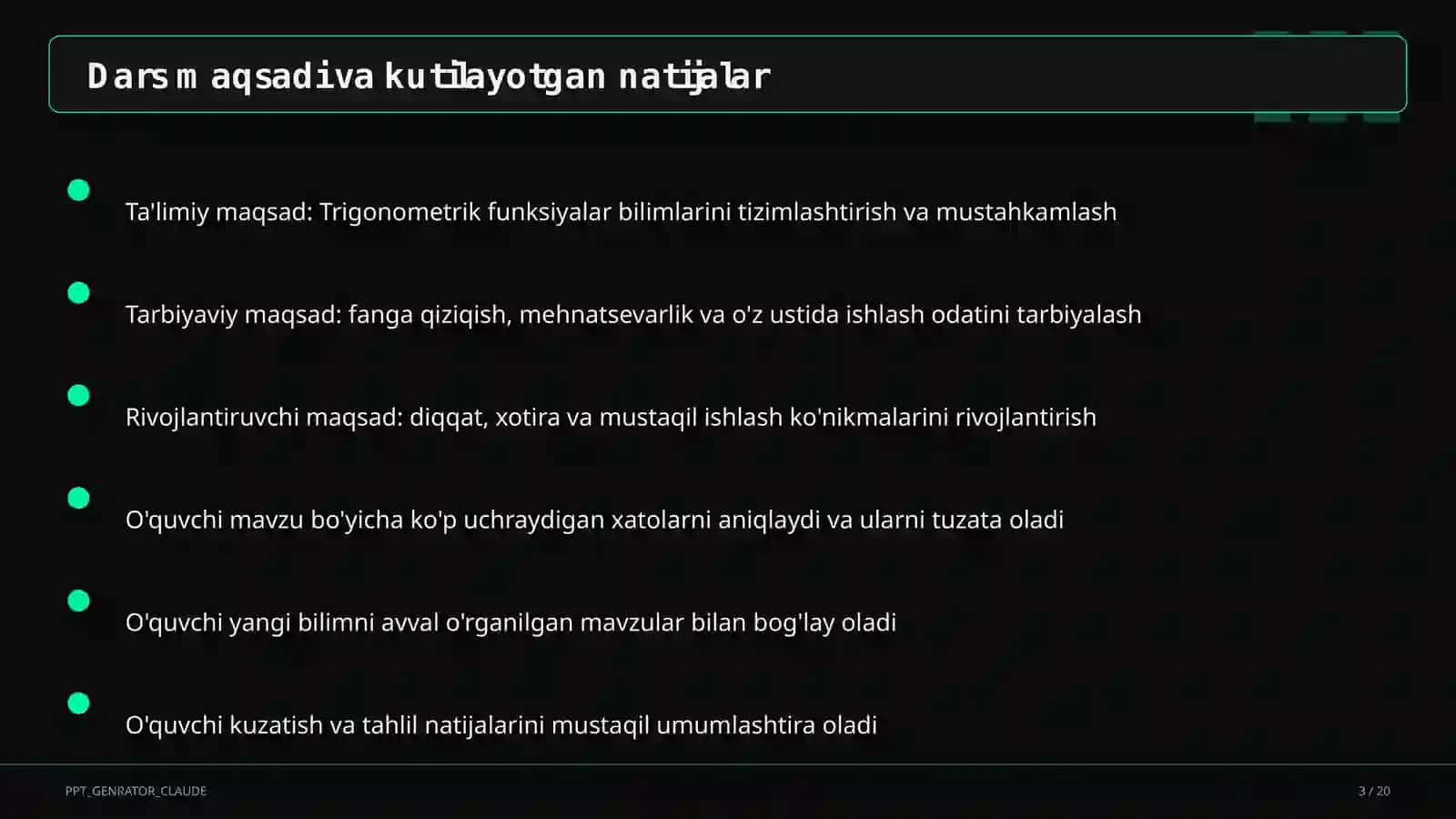 Trigonometrik funksiyalar (10-sinf) 3
