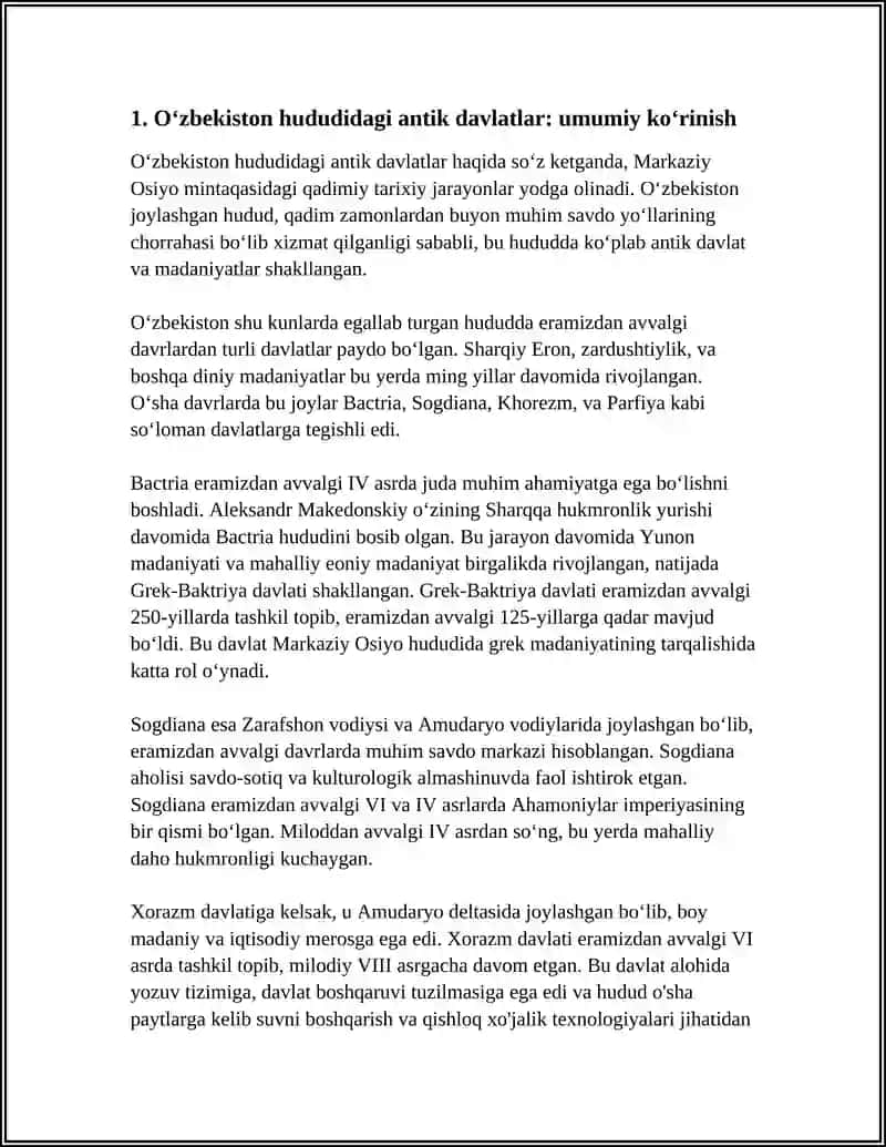 UZBEKISTON XUDUDIDAGI ANTIK DAVLAT 3