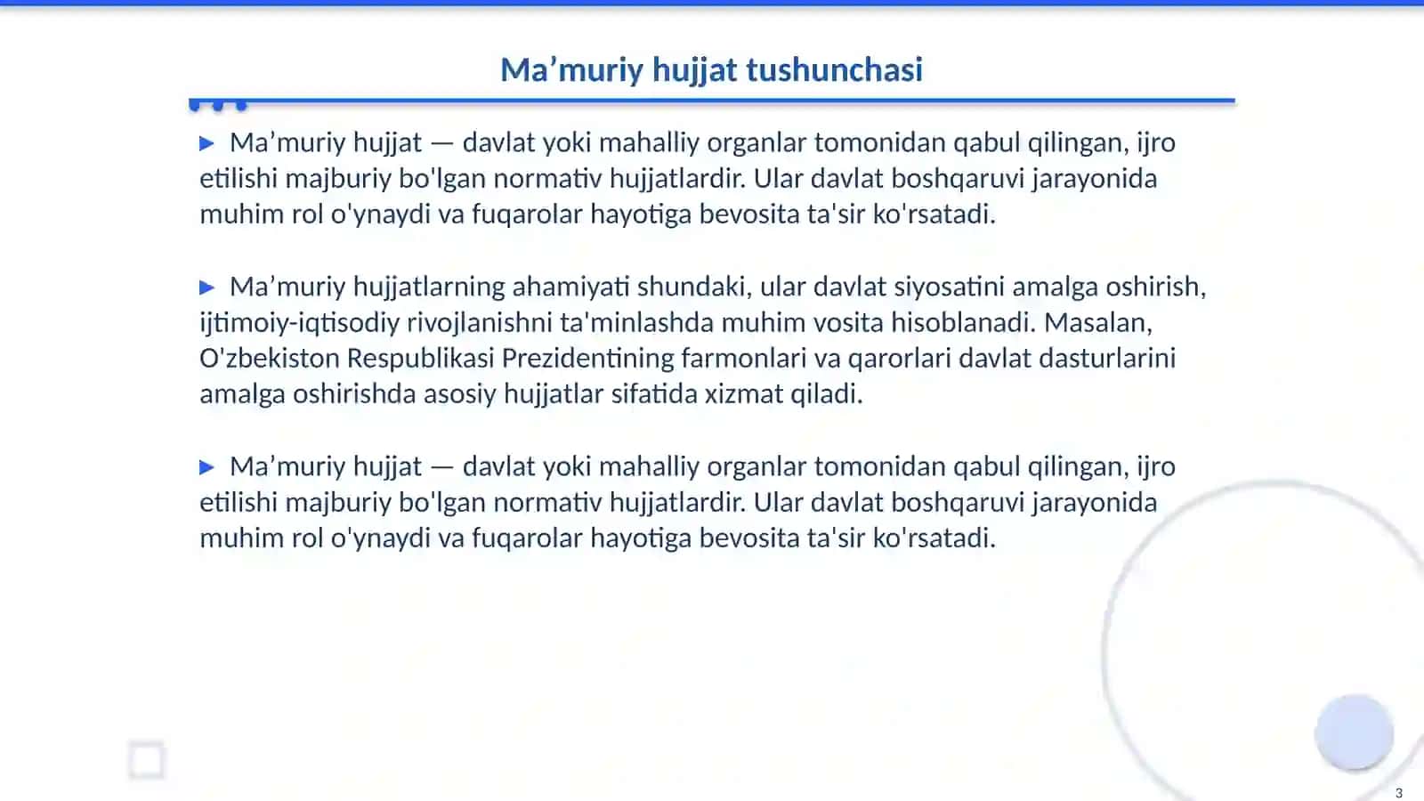 Maʼmuriy hujjatning ijrosini taʼminlaydigan organ 3