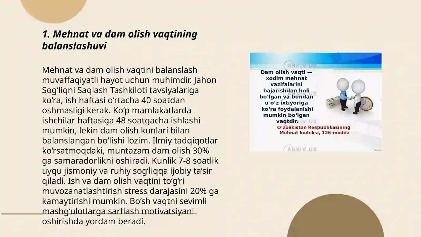 Mehnat va dam olish tartibini ratsional tashkil etish 3