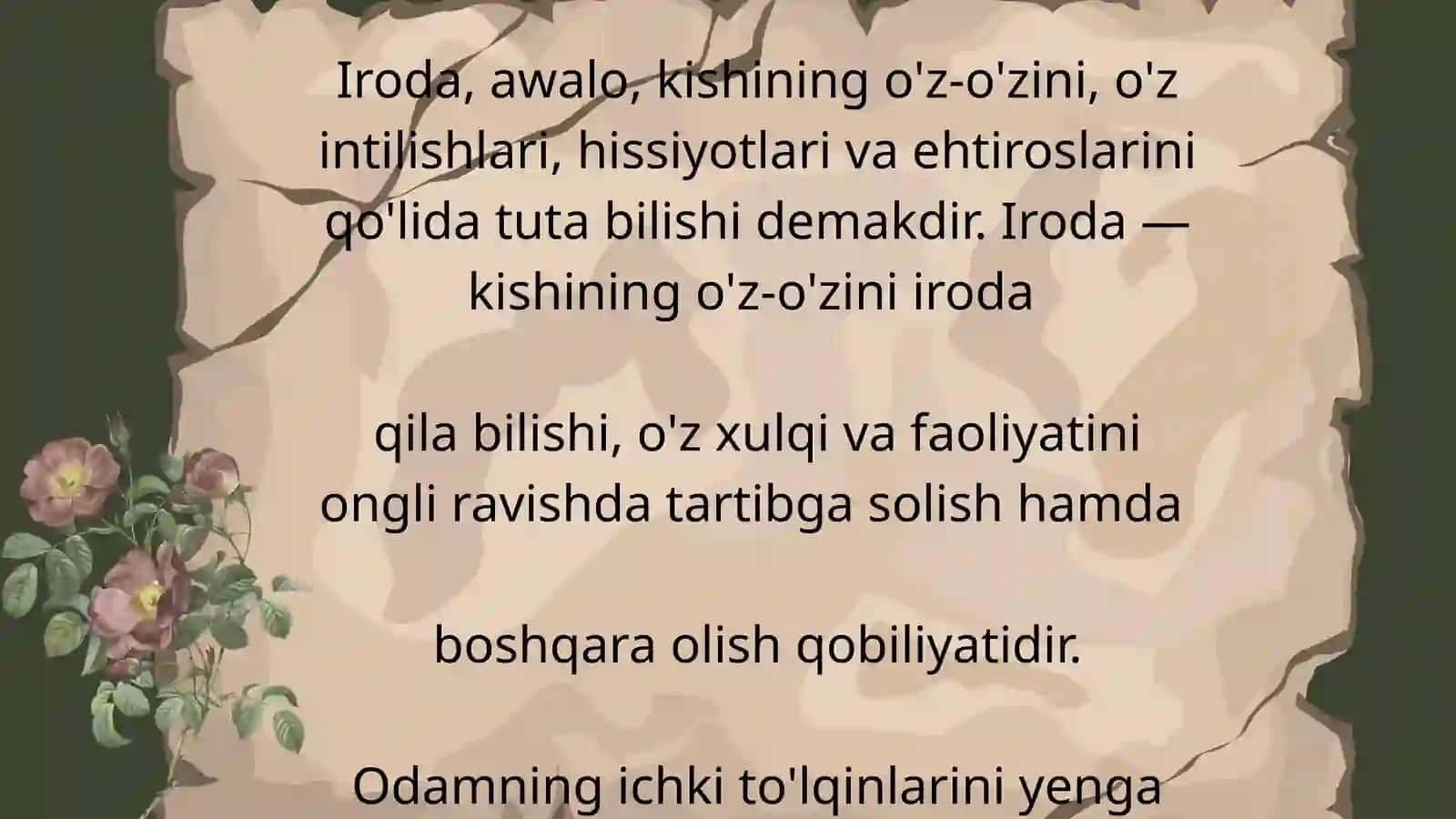 Iroda, his- tuygʻular oʻrtasdagi bogʻliqlik, hissiyotni nazorat qilish va irodaviy sifatlarni shakllantirish mexanizmi 3