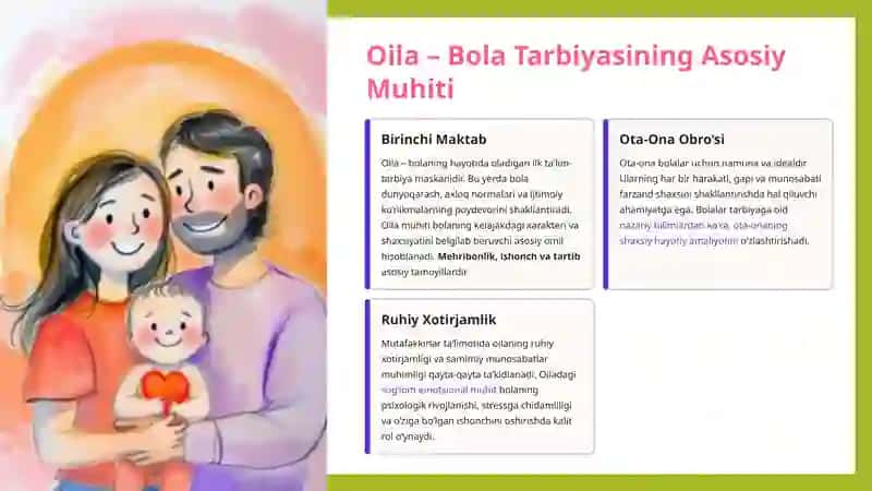 Bola tarbiyasida oilaning oʻrni xaqida mutafakkirlar 3