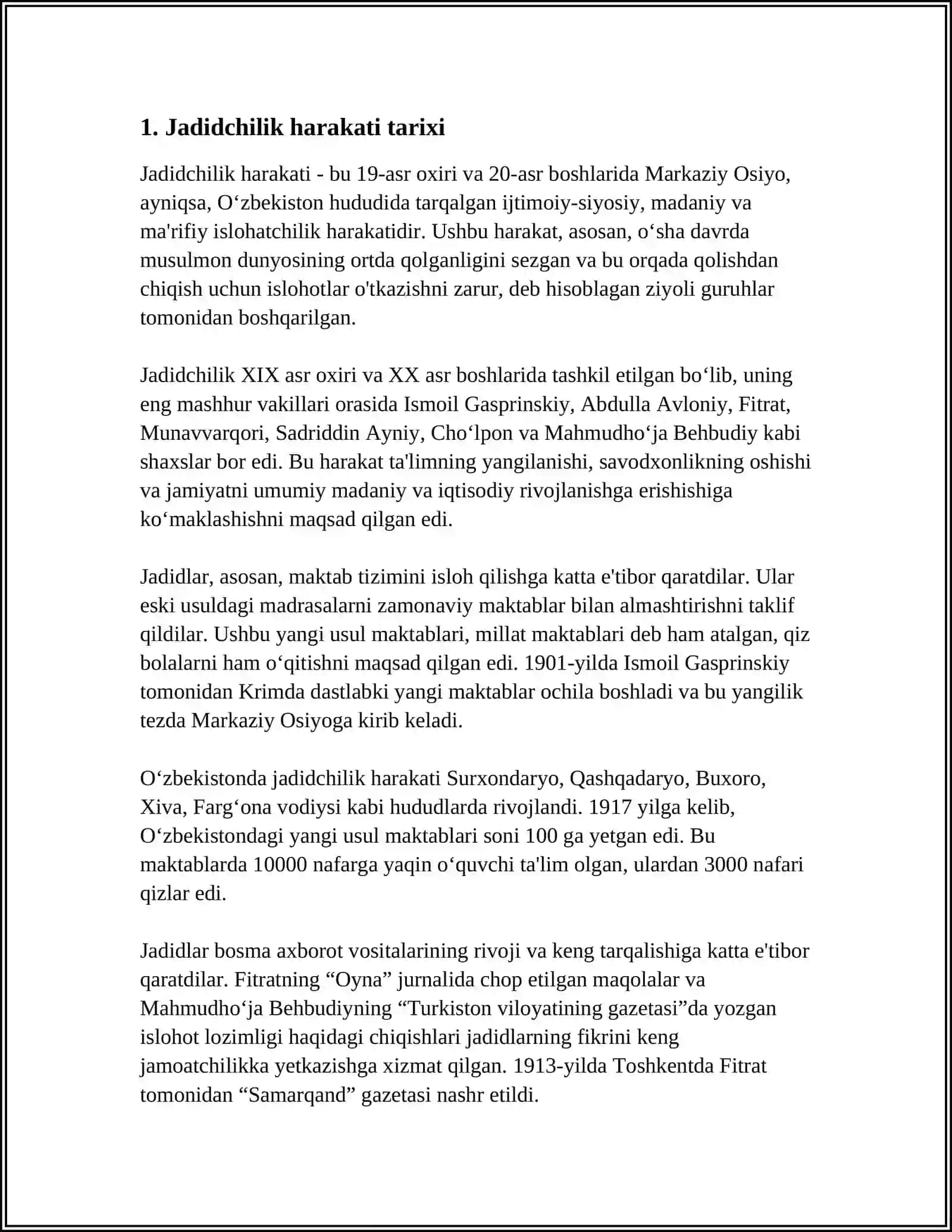 JADIDCHILIK ASOSLARI-REFERAT 3
