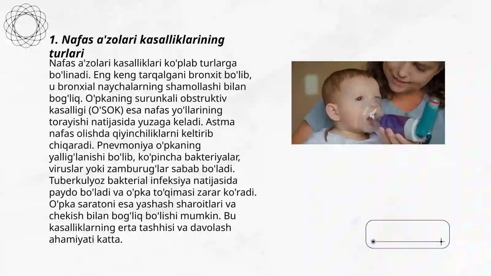 Nafas a'zolari kasalliklari bilan kasallangan bolalar kuzatuvi va parvarishi 3