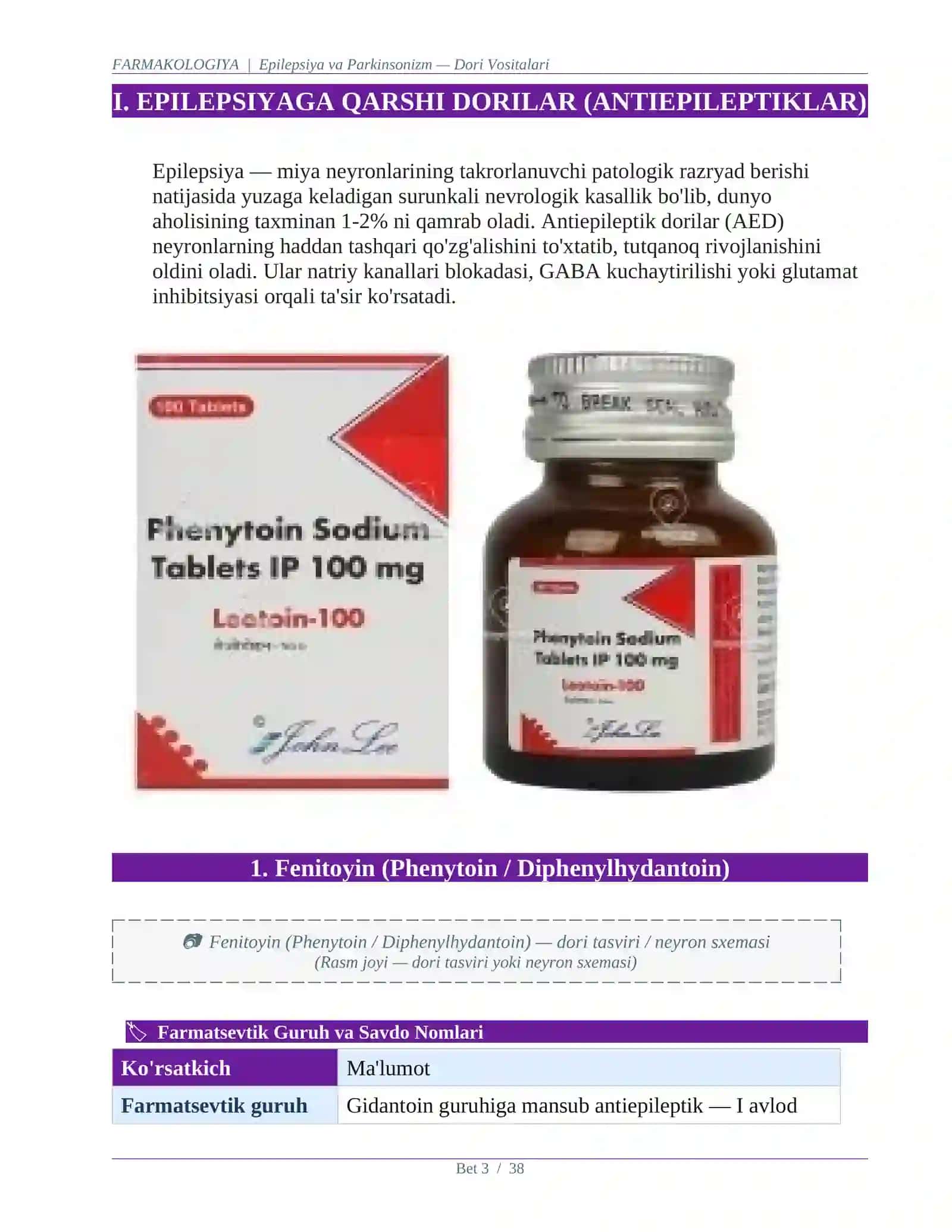 EPILEPSIYA VA PARKINSONIZM MUSTAQIL ISH 3