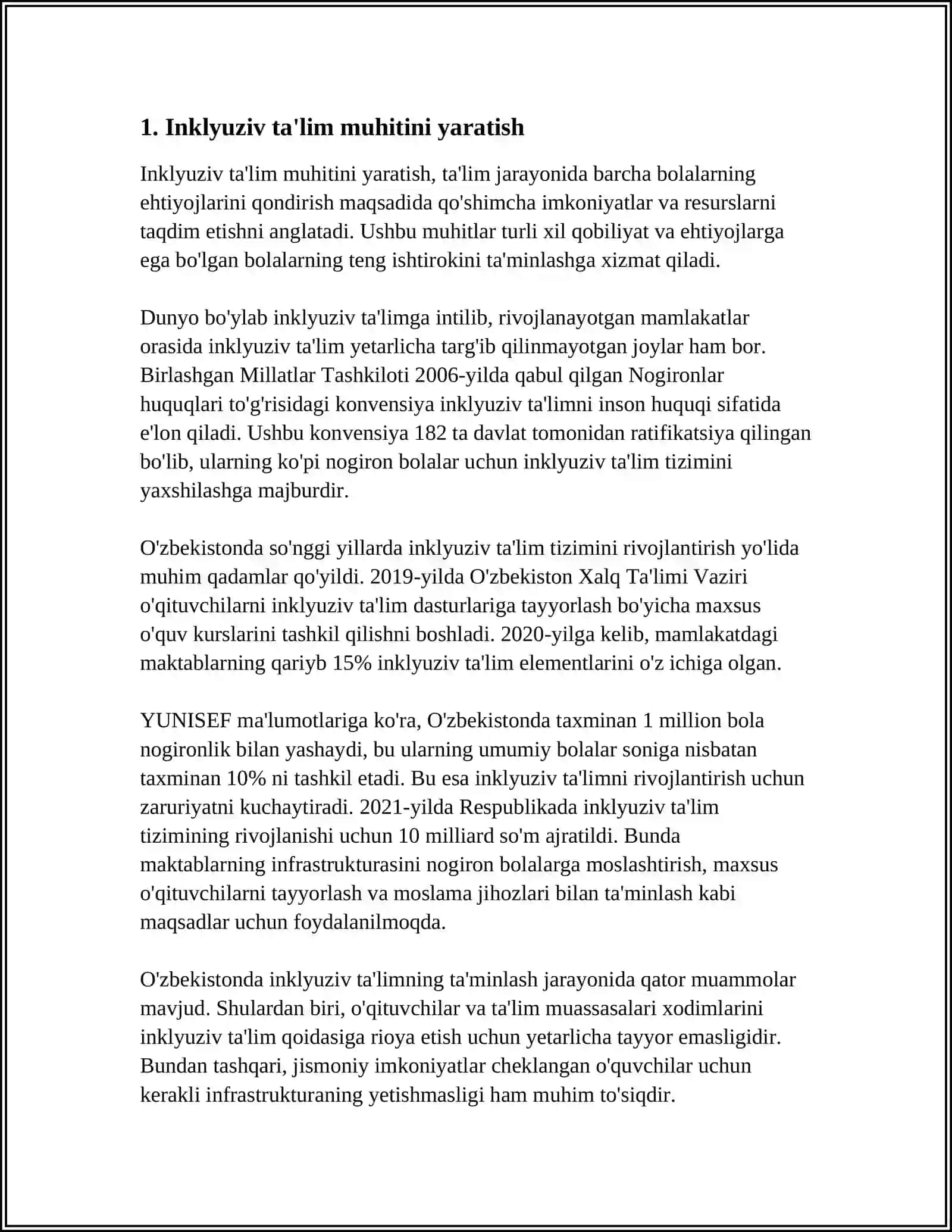 INKLYUZIV TA'LIMDA O'QUV-TARBIYA JARAYONINING SAMARADORLIGINING OSHIRISH YO'LLARI 3
