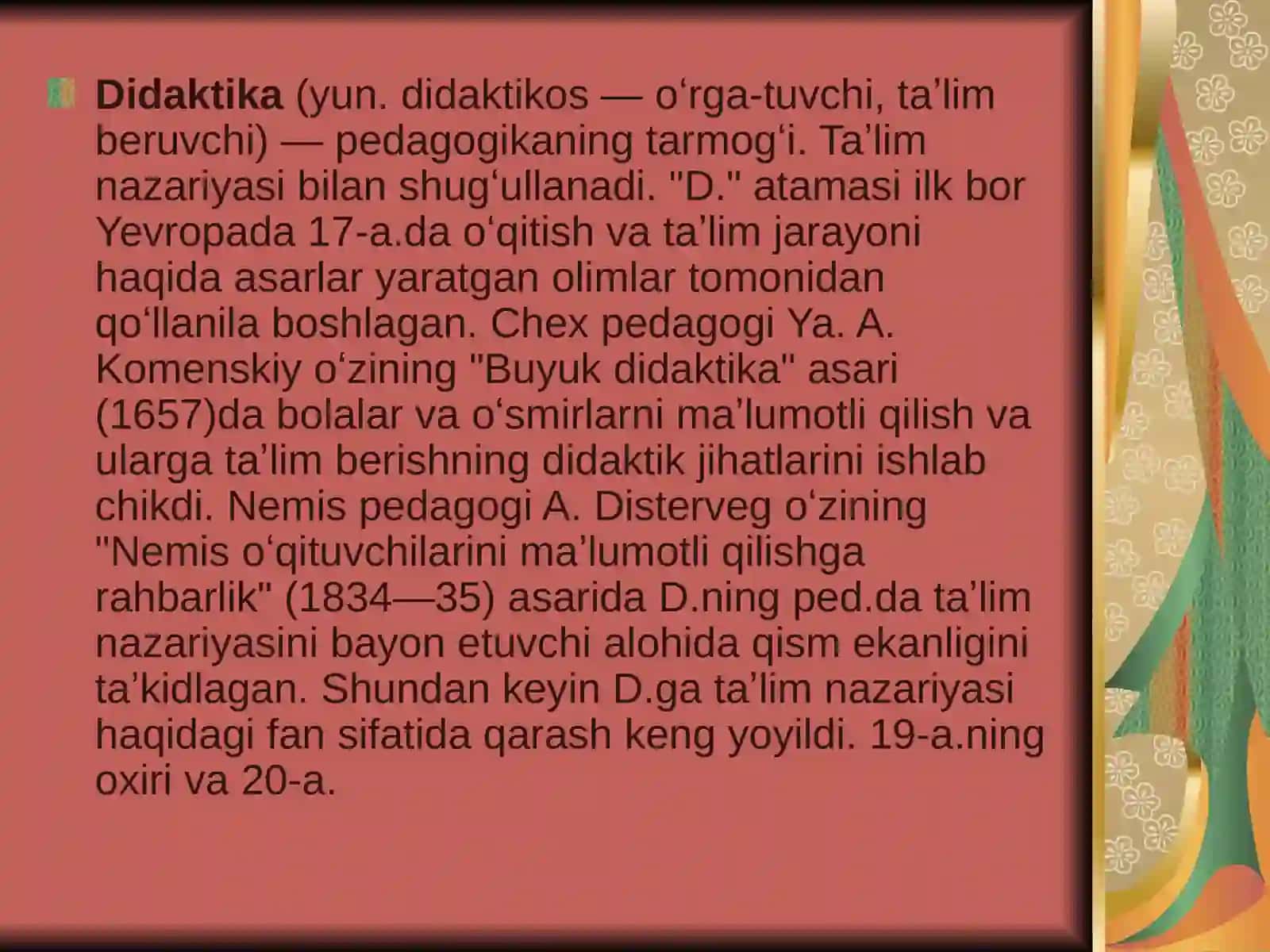 Didaktika - Pedagogika fanining tarkibiy qismi sifatida 3