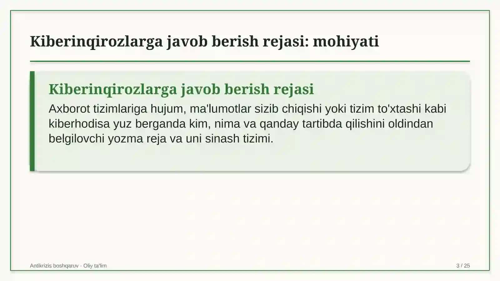 dori vositalari ulgurji savdosida kiberinqirozlarga javob berish rejasi 9289 3