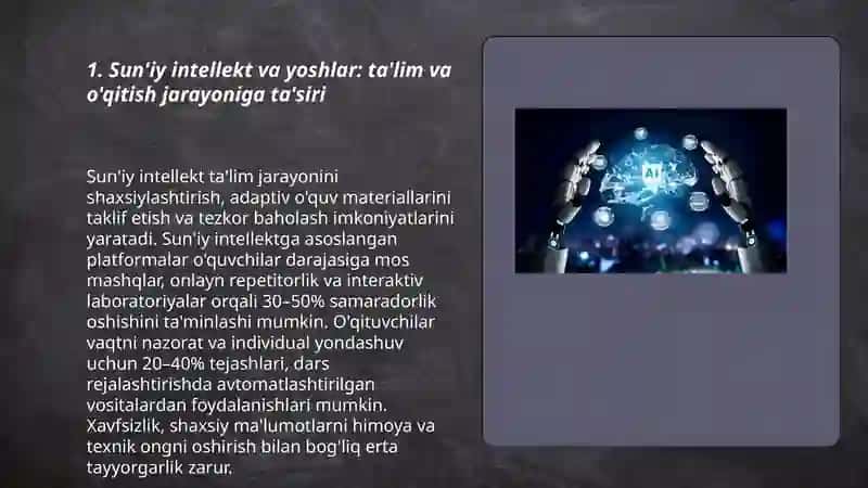 Sun'iy intellekt va yoshlar: ta'lim va o'qitish jarayoniga ta'siri 3