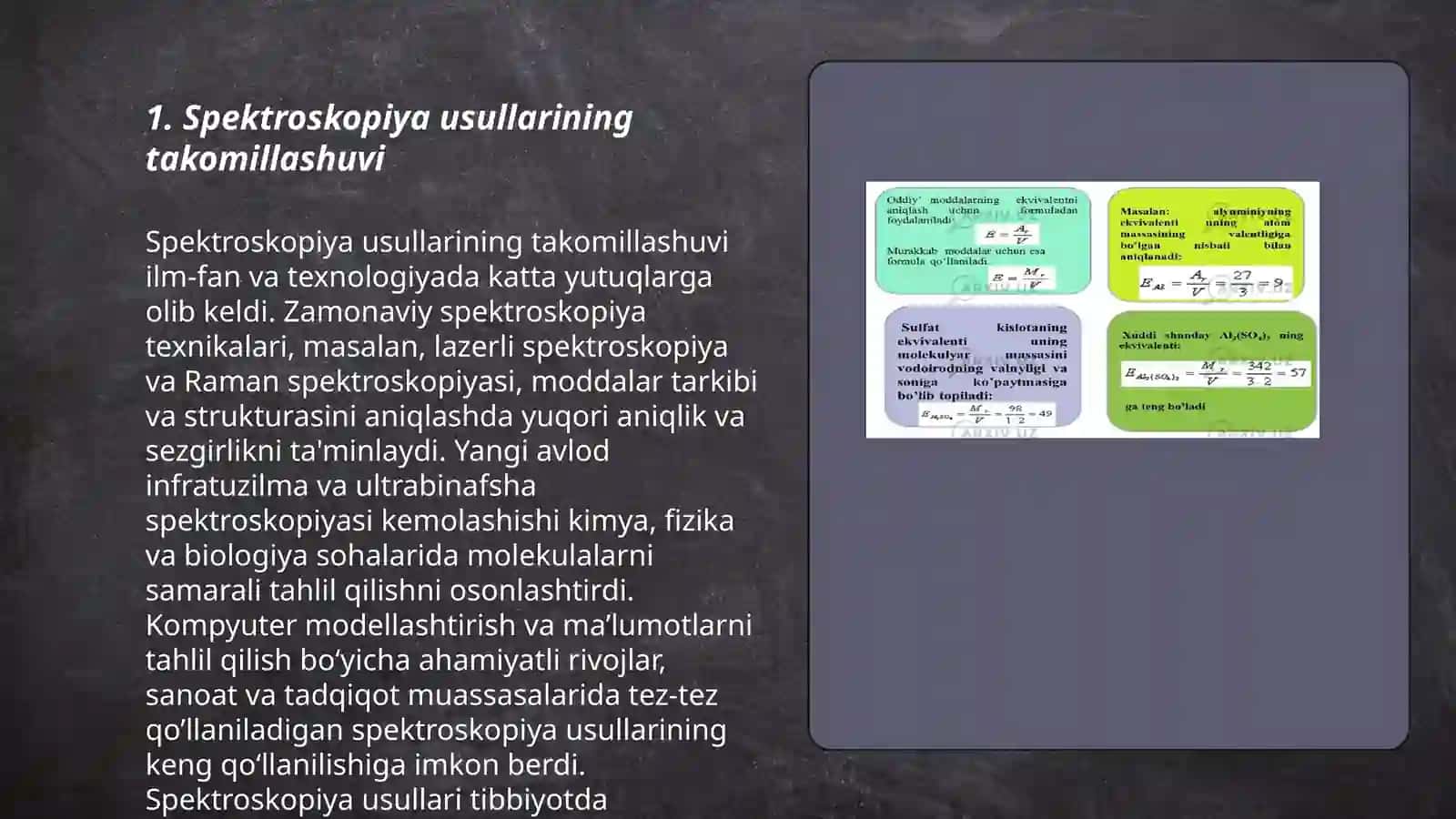 Hozirgi zamon analitik kimyoning rivojlanishining asosiy yoʻnalishlari 3