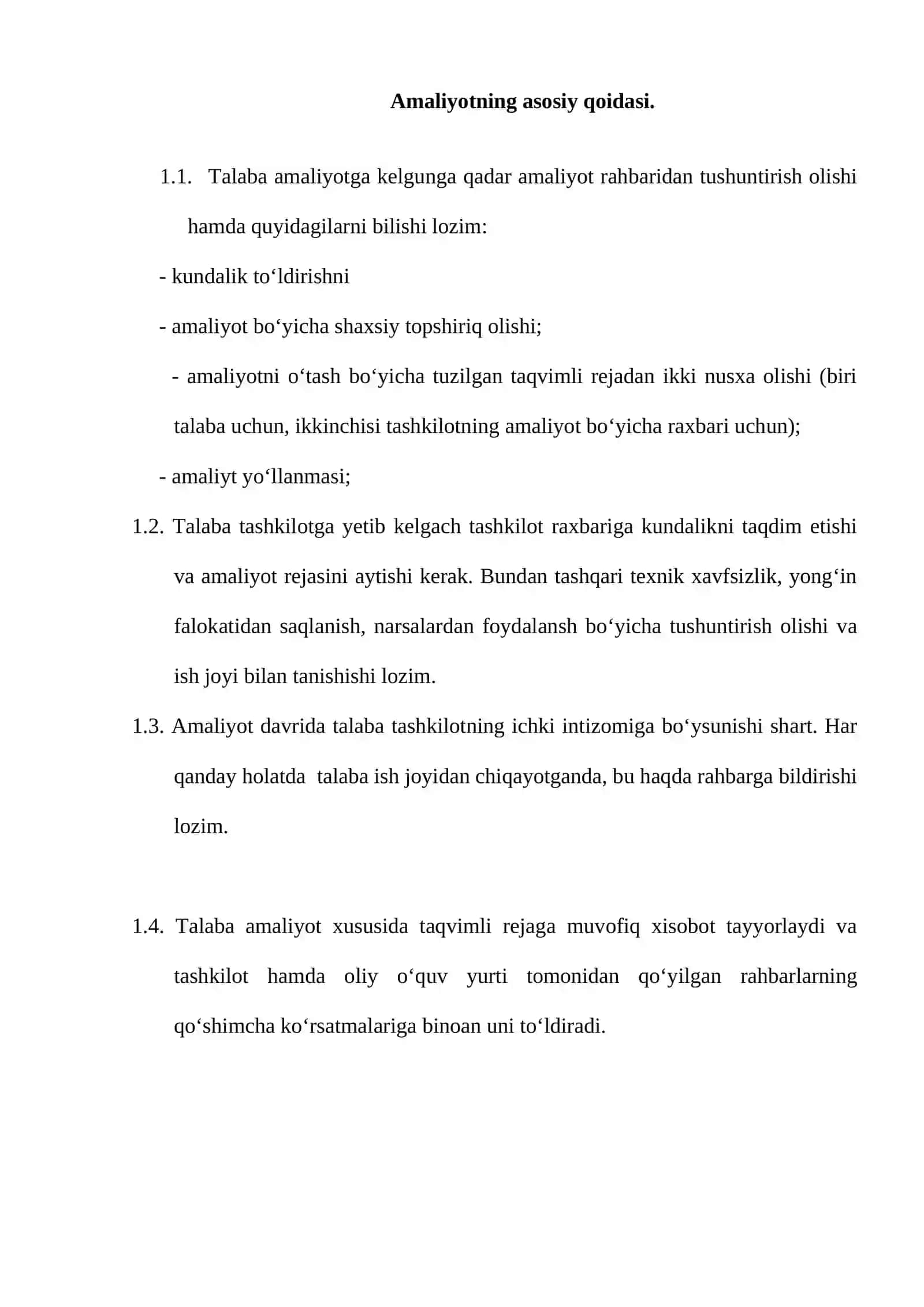 yo‘nalishi IV-kurs talabalari uchun O‘quv Amaliyoti 3