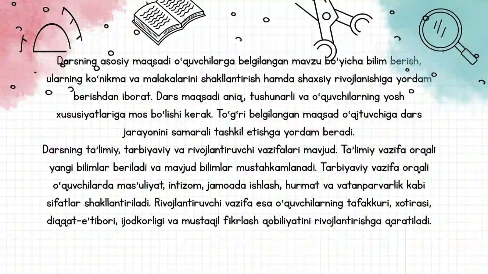 DARS VA UNING TURLARI: TAHLIL VA NATIJALAR 3