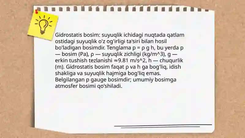 Suyuqlik va gazlar. Bosim 3