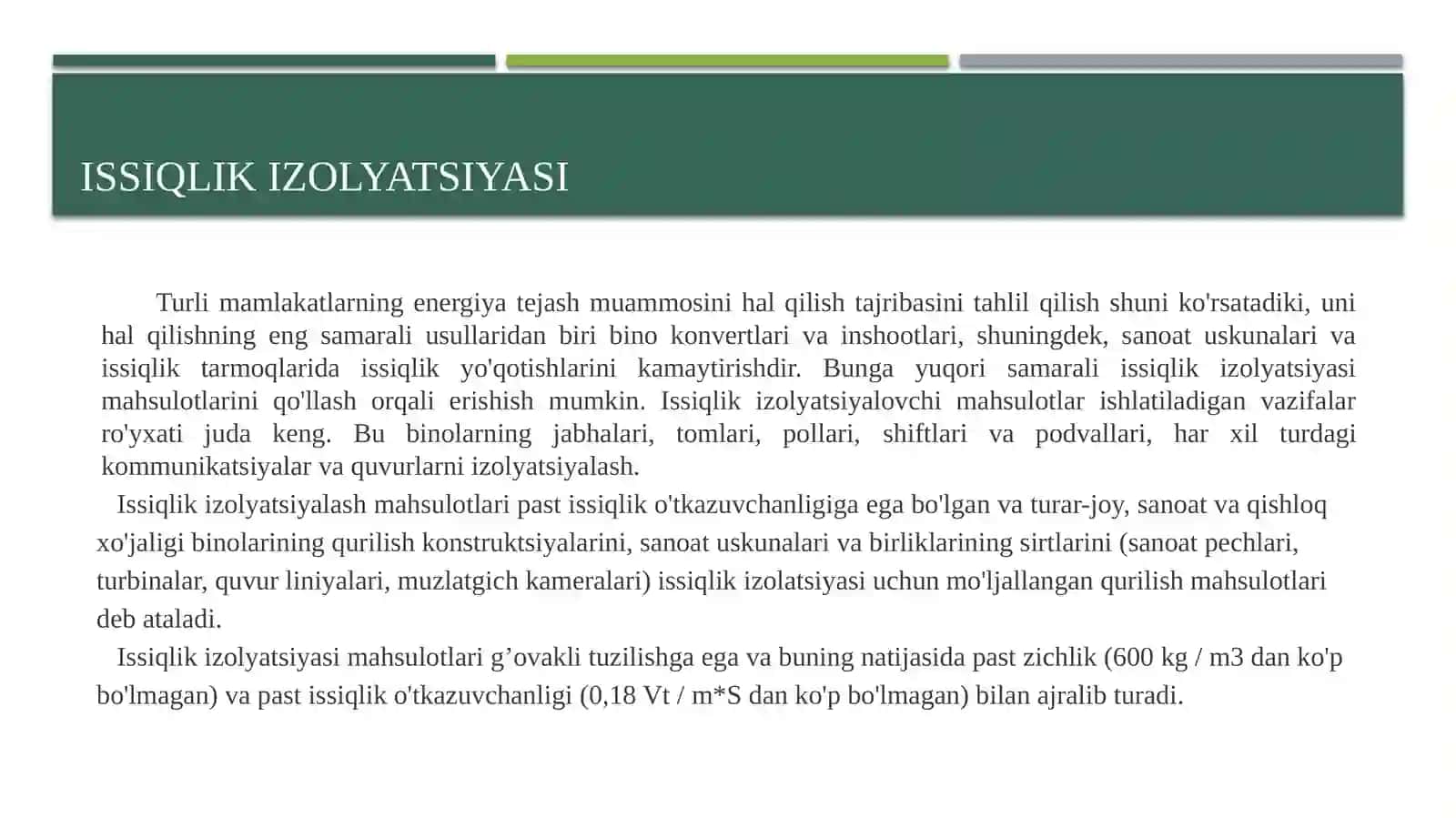 Chiqindilar, yarim fabrikat va organik, noorganik xom ashyo dan issiqlik izolyatsiyamateriallari 3