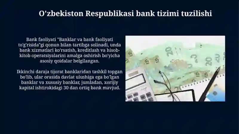 Banklar va ularning faoliyatlari Oʻzbekiston respublikasining moliya organlari 3