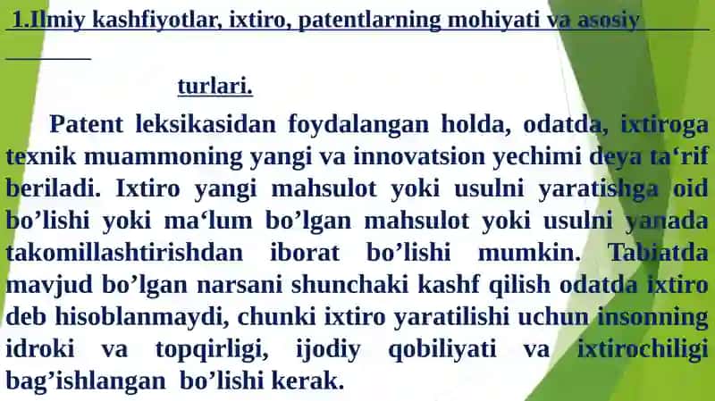 Ilmiy kashfiyotlar, Ixtirolar va Ularni Litsenziyalash 3