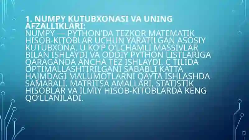 Pythonda NumPy kutubxonasi 3
