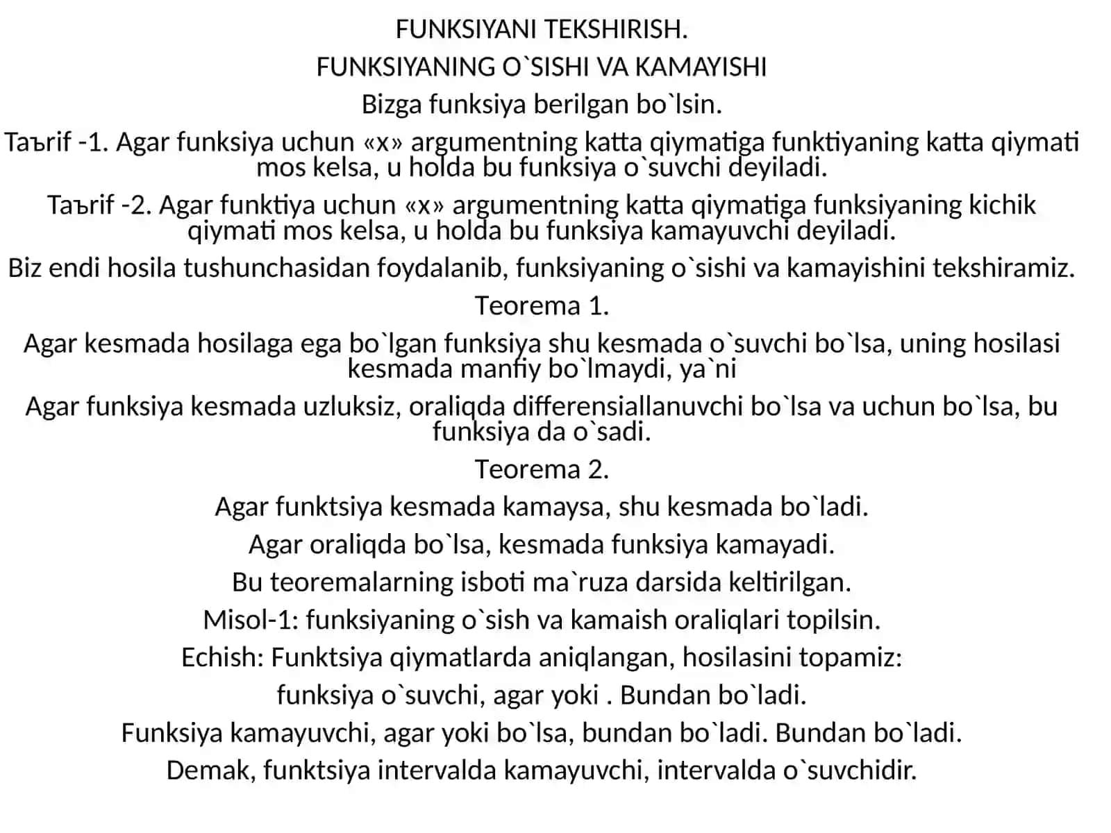 Ikkinchi tartibli hosila yordamida ekstremumga tekshirish 3